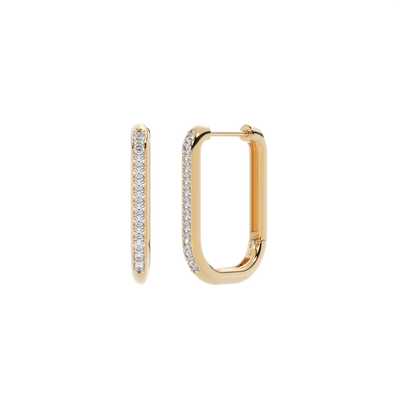 Solar Diamond Yellow Gold 'U' Hoops