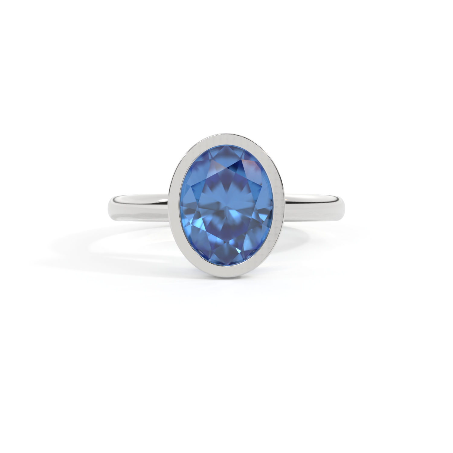Fenton Bezel Oval Blue Sapphire Platinum Ring