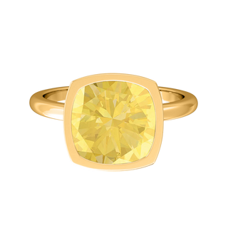 Bezel Cushion Yellow Sapphire 18K Yellow Gold Ring