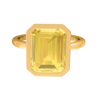 Bezel Emerald Yellow Sapphire 18K Yellow Gold Ring