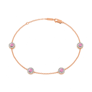 Classic Pink Sapphire Halo Bracelet