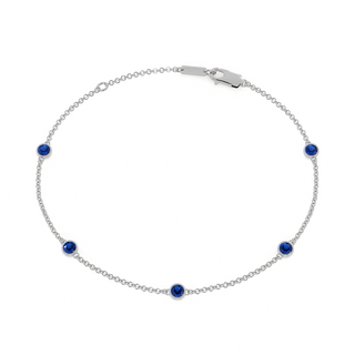 Five Stone Bezel Blue Sapphire Bracelet