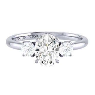 Solar Diamond Trilogy Oval Cut Diamond Platinum Ring