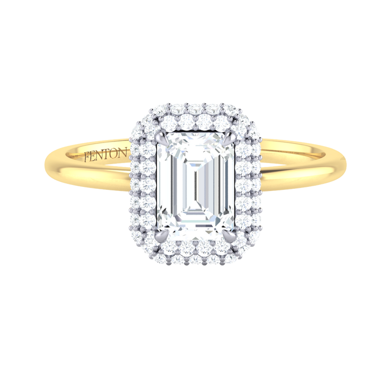 Solar Diamond Vintage Emerald Cut Diamond 18k Yellow Gold Ring