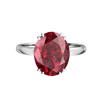 Solitaire Oval Ruby Platinum Ring