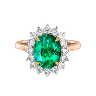 Star Oval Emerald 18K Rose Gold Ring