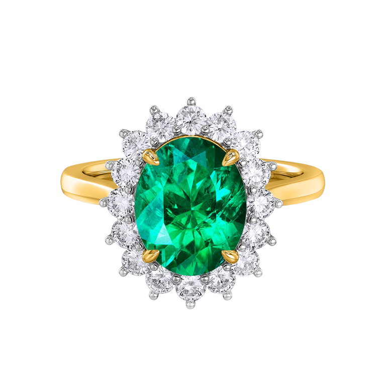 Star Oval Emerald 18K Yellow Gold Ring