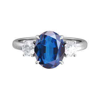 Trilogy Oval Blue Sapphire Platinum Ring