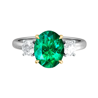 Trilogy Oval Emerald Platinum Ring