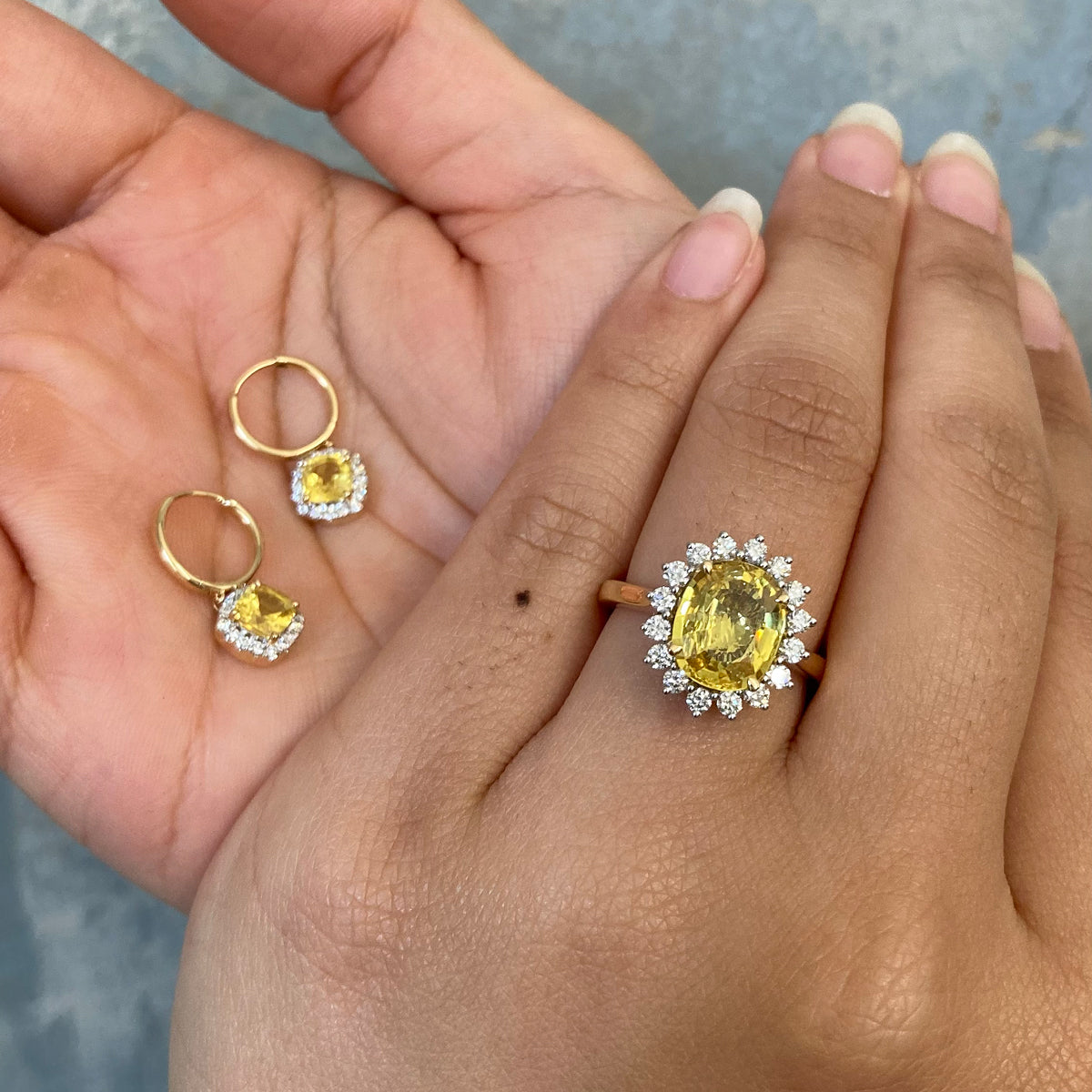 0.437ct Pink/Yellow Sapphire & Diamond 18K WG Double Stone Ring – Monty K  Fine Jewelry