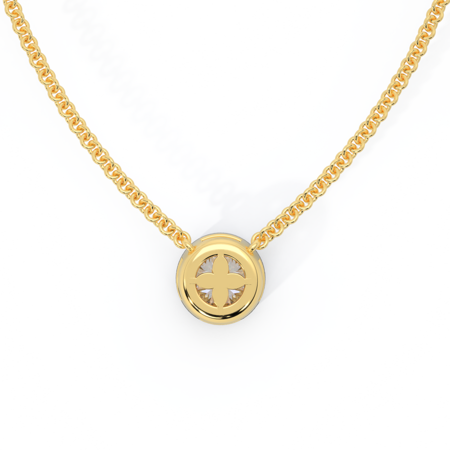 14k Bezel Necklace, Round, Yellow Gold