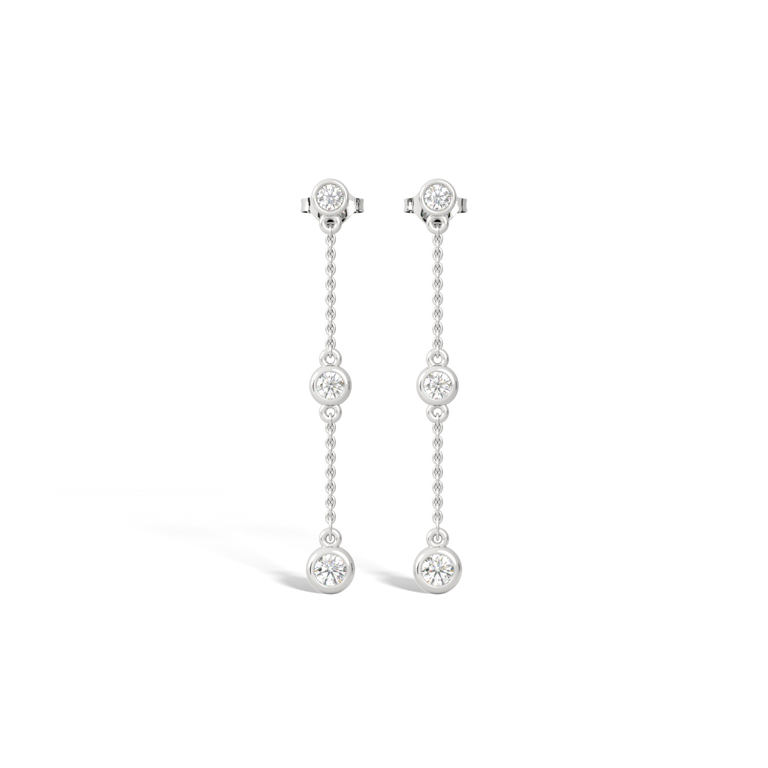 14k Cascade Drop Earrings, White Gold