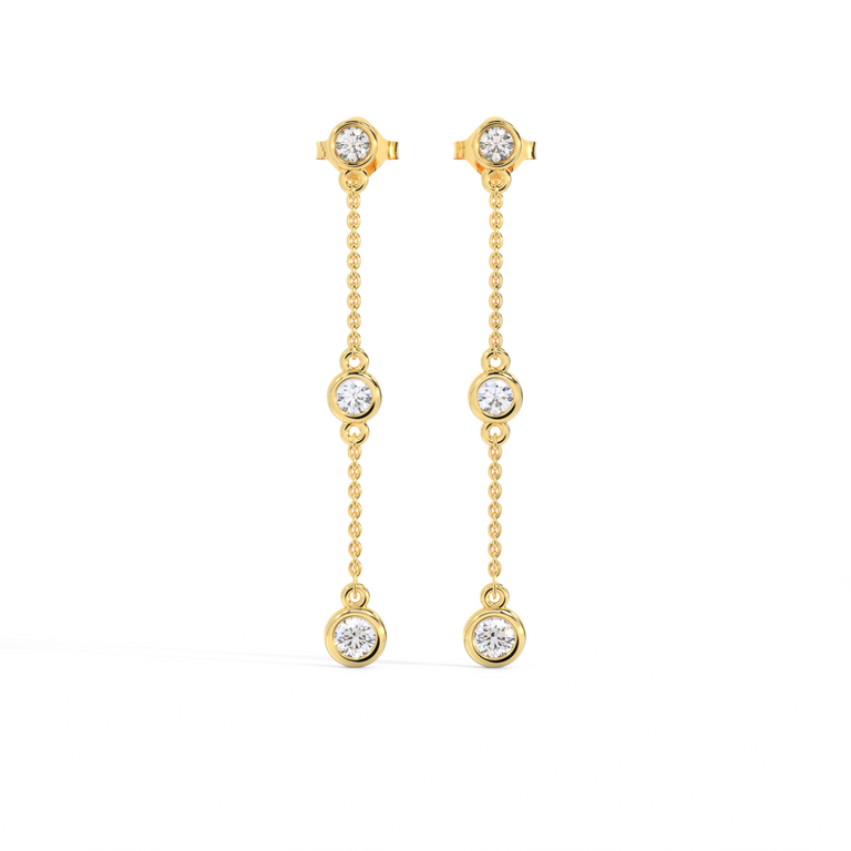14k Cascade Drop Earrings, Yellow Gold