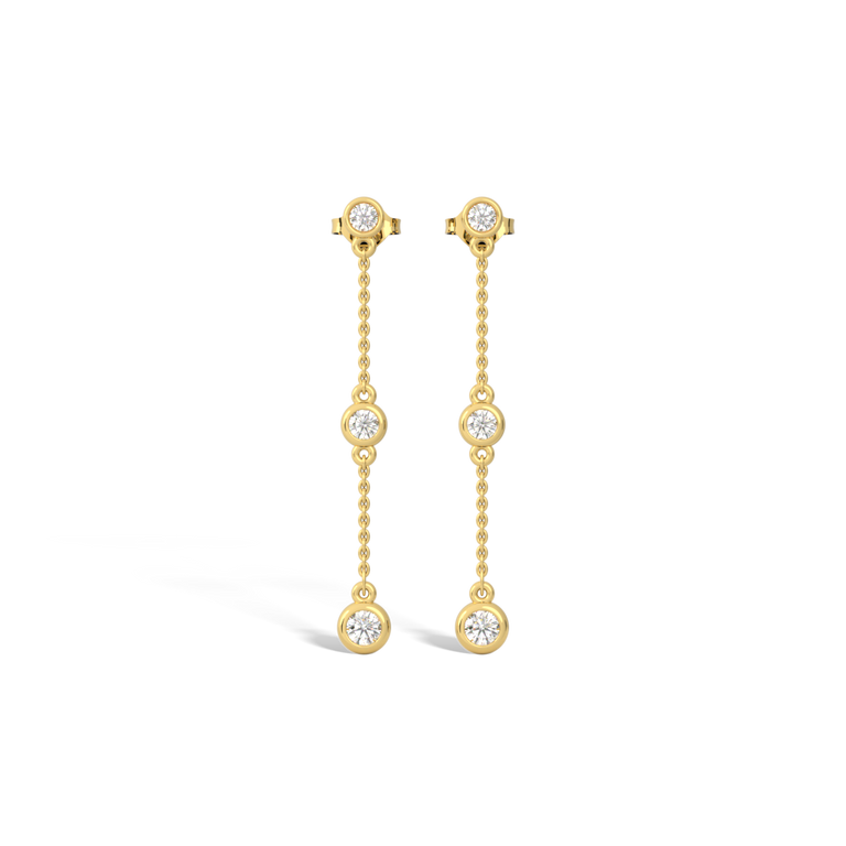 14k Cascade Drop Earrings, Yellow Gold