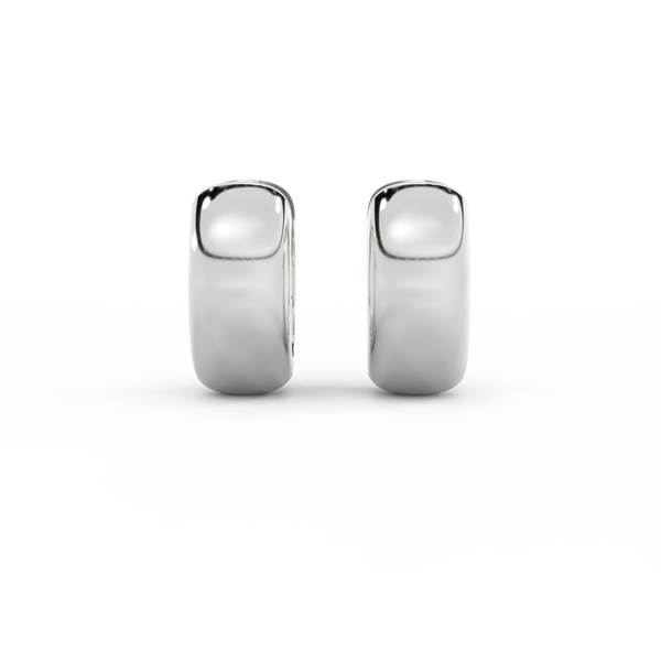 14k Chunky Huggie Hoop Earrings, White Gold