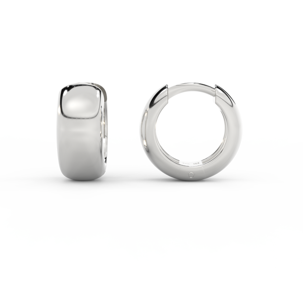14k Chunky Huggie Hoop Earrings, White Gold