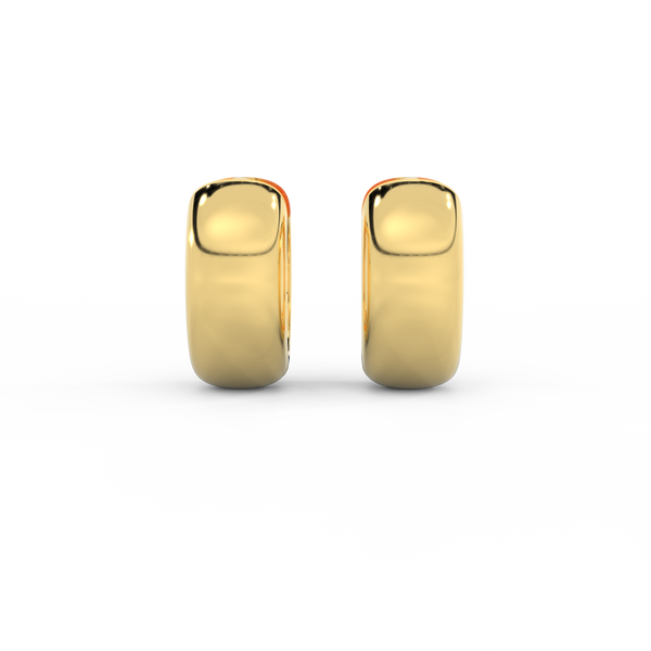 14k Chunky Huggie Hoop Earrings, Yellow Gold