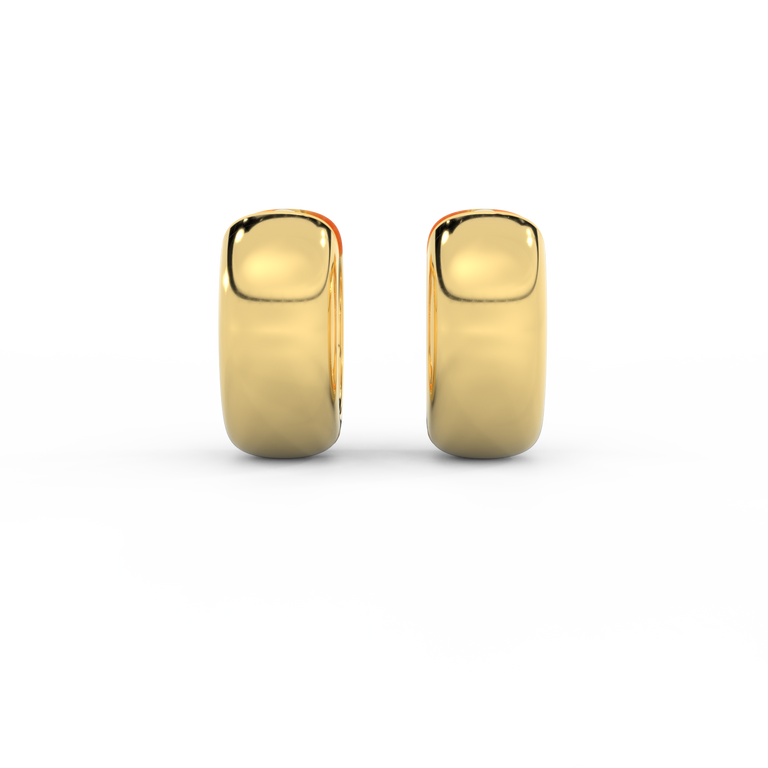 14k Chunky Huggie Hoop Earrings, Yellow Gold