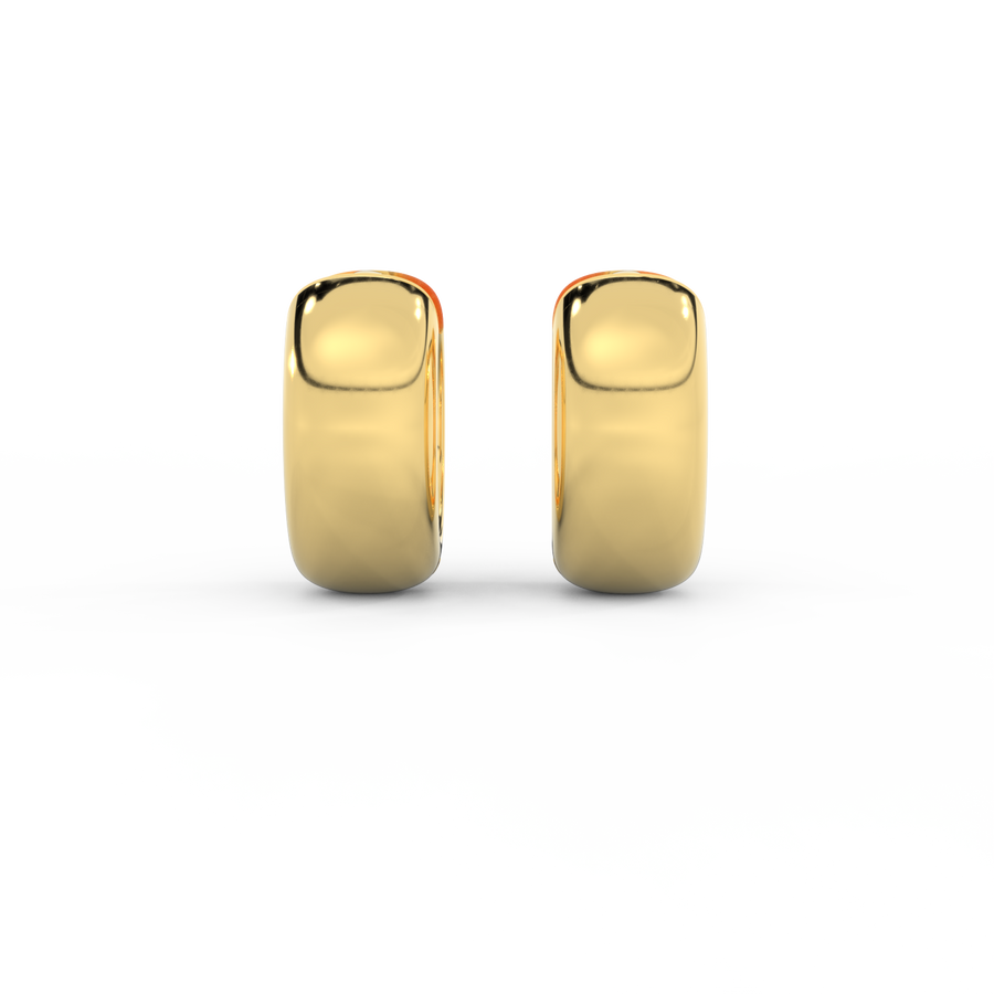 14k Chunky Huggie Hoop Earrings, Yellow Gold