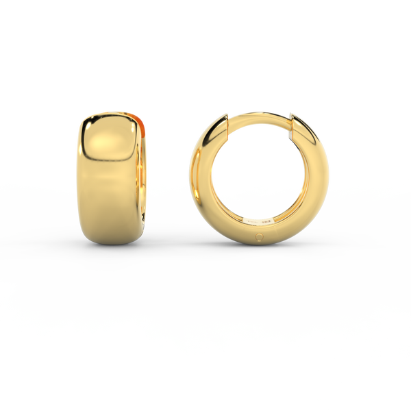 14k Chunky Huggie Hoop Earrings, Yellow Gold