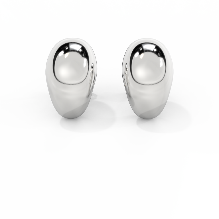 14k Droplet Stud Earrings, White Gold