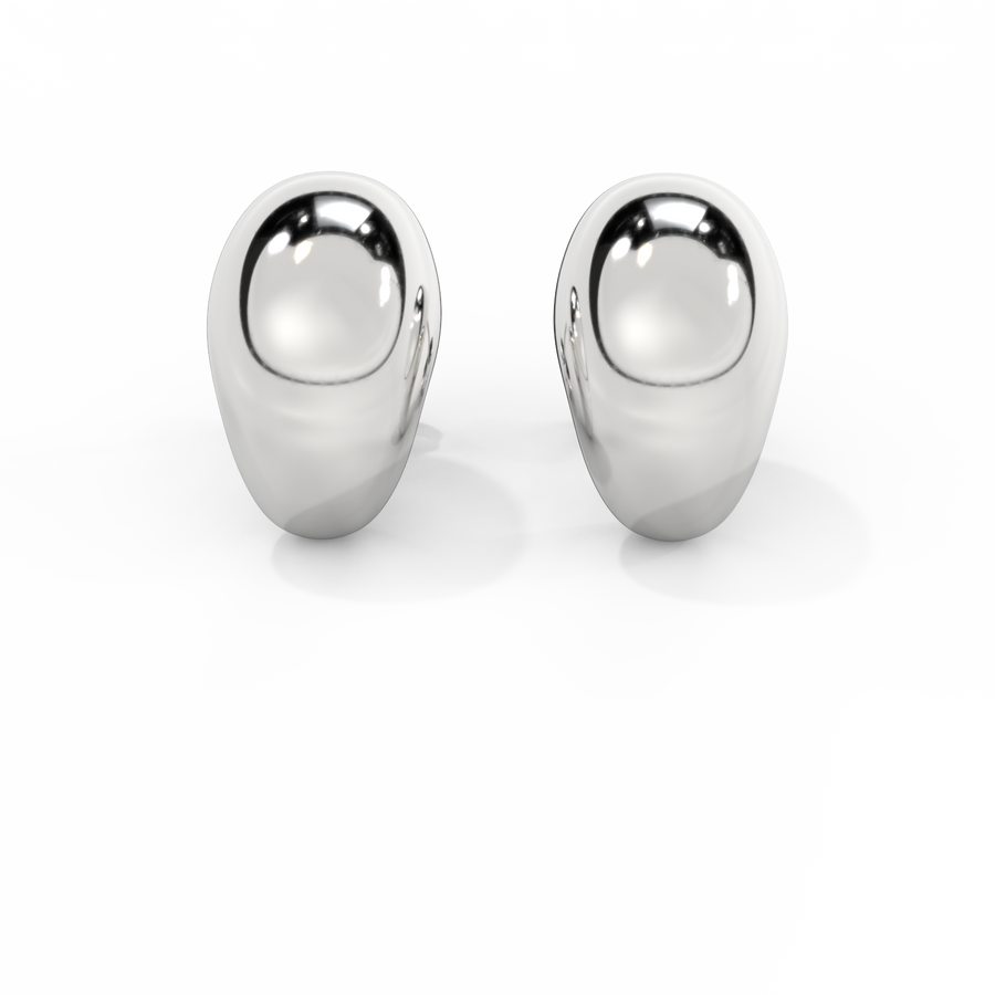14k Droplet Stud Earrings, White Gold