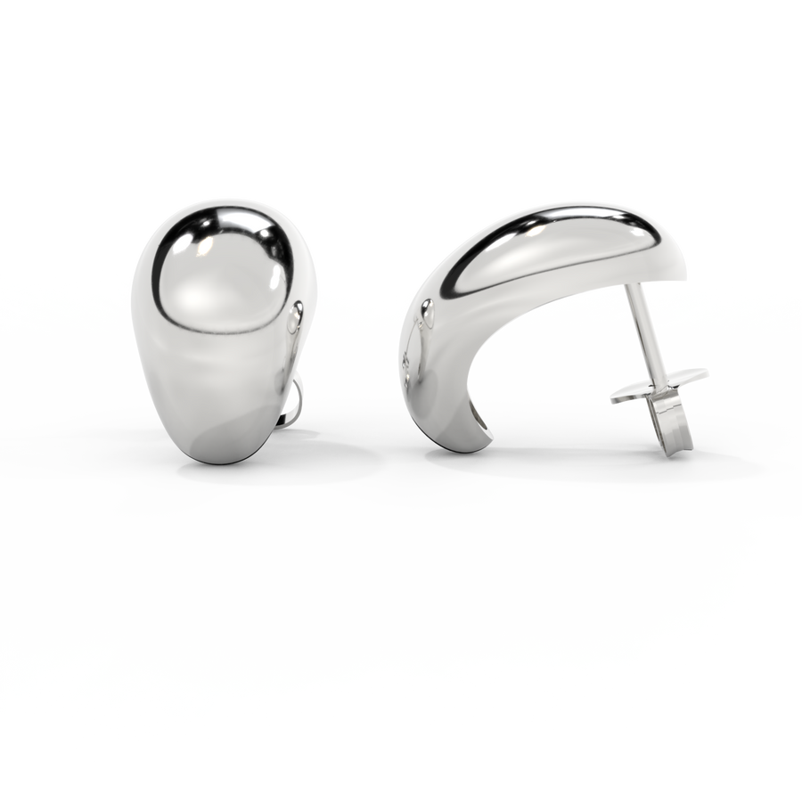 14k Droplet Stud Earrings, White Gold