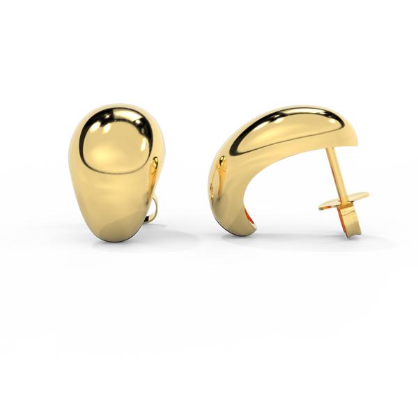 14k Droplet Stud Earrings, Yellow Gold
