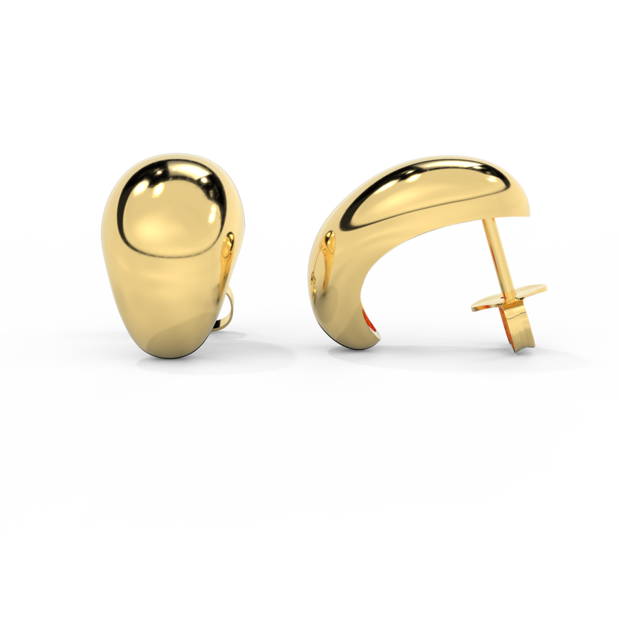 14k Droplet Stud Earrings, Yellow Gold