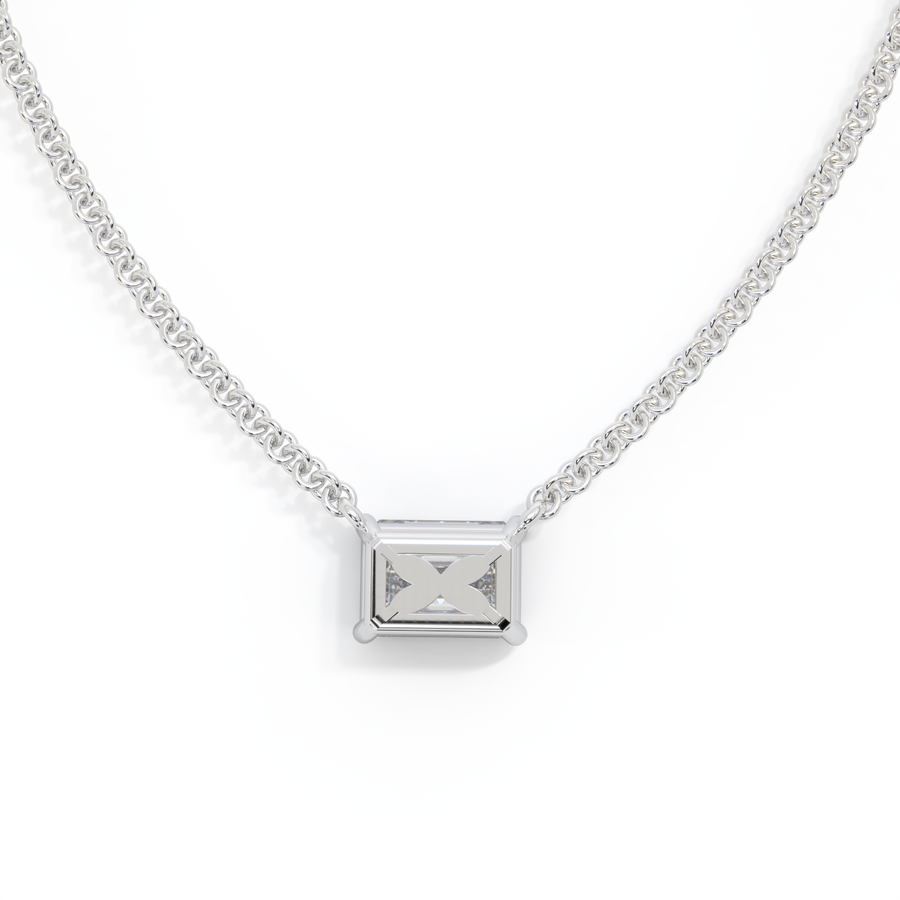 14k Solitaire Necklace, Emerald, White Gold