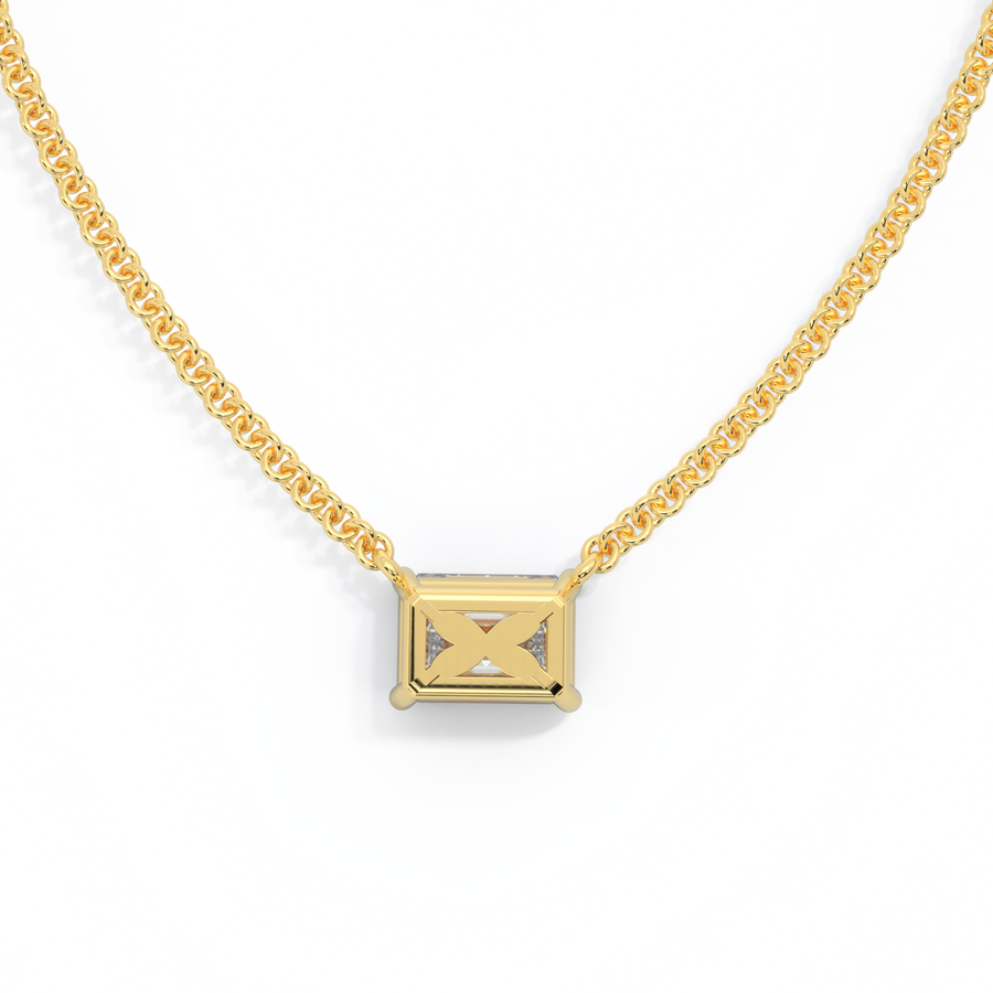 14k Solitaire Necklace, Emerald, Yellow Gold