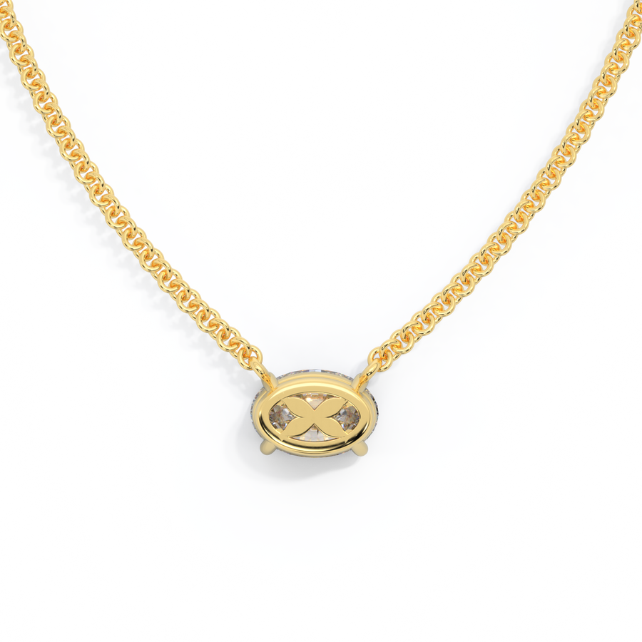 14k Solitaire Necklace, Oval, Yellow Gold