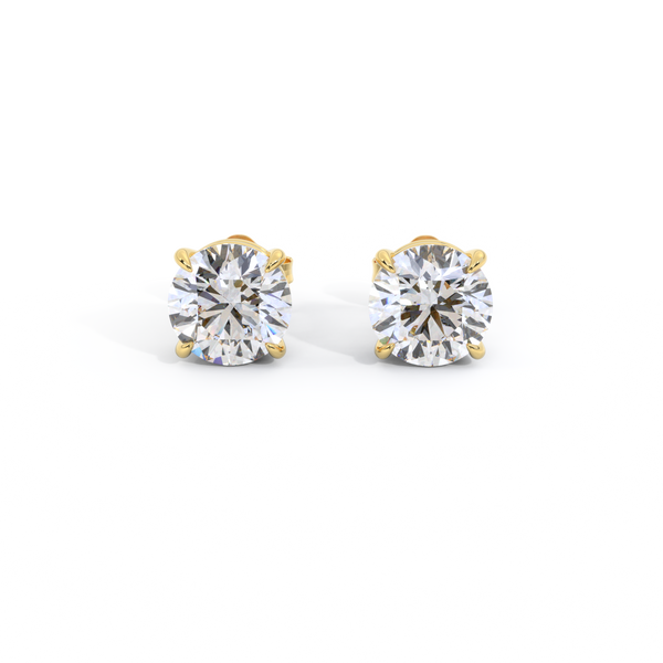 14k Solitaire Stud Earrings, Round, Yellow Gold
