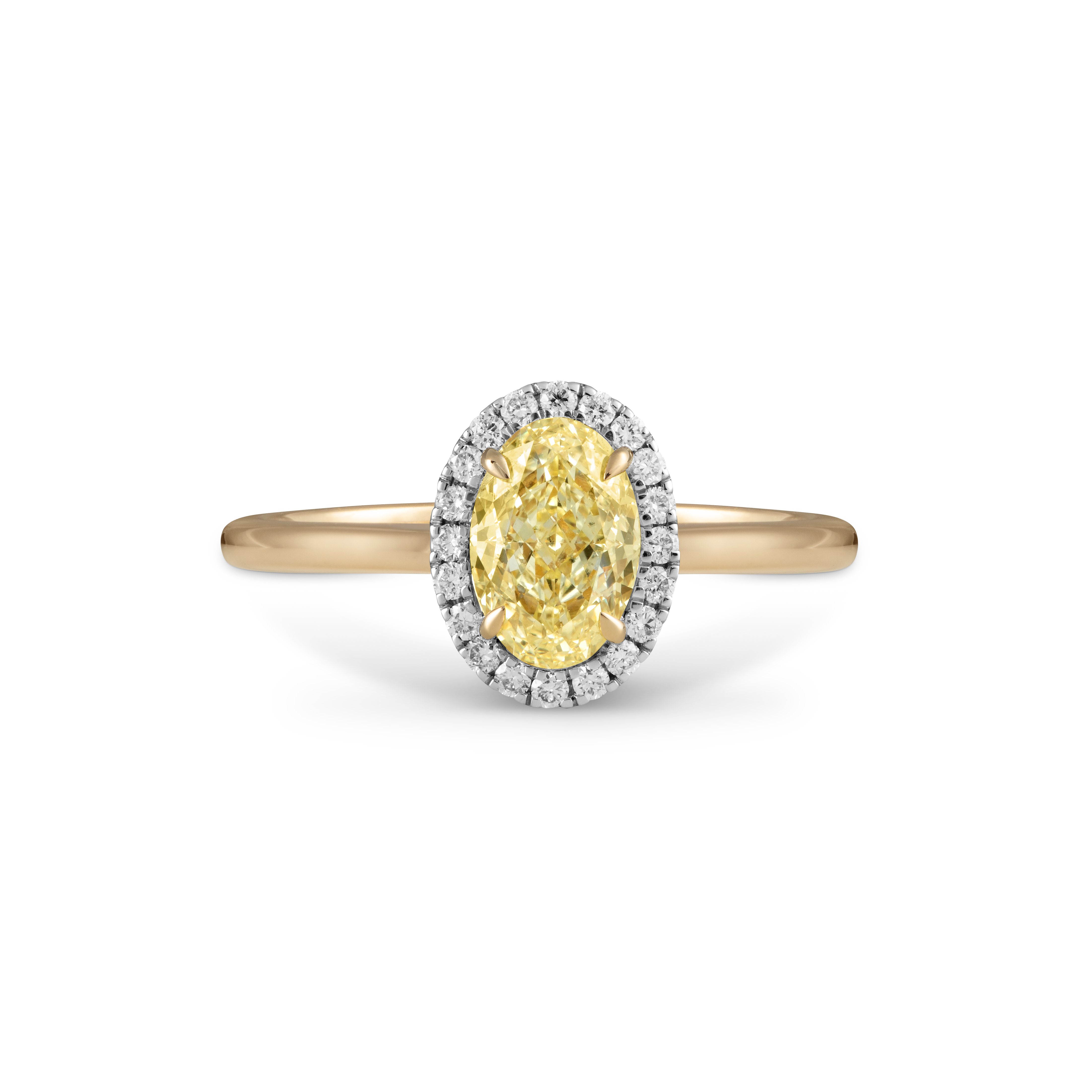 Yellow Solar Diamond Halo 18K Yellow Gold Ring