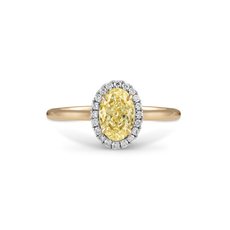 Yellow Solar Diamond Halo 18K Yellow Gold Ring