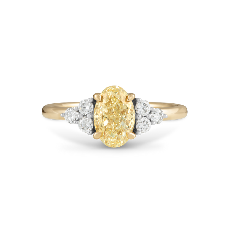 Yellow Solar Diamond Trefoil 18K Yellow Gold Ring