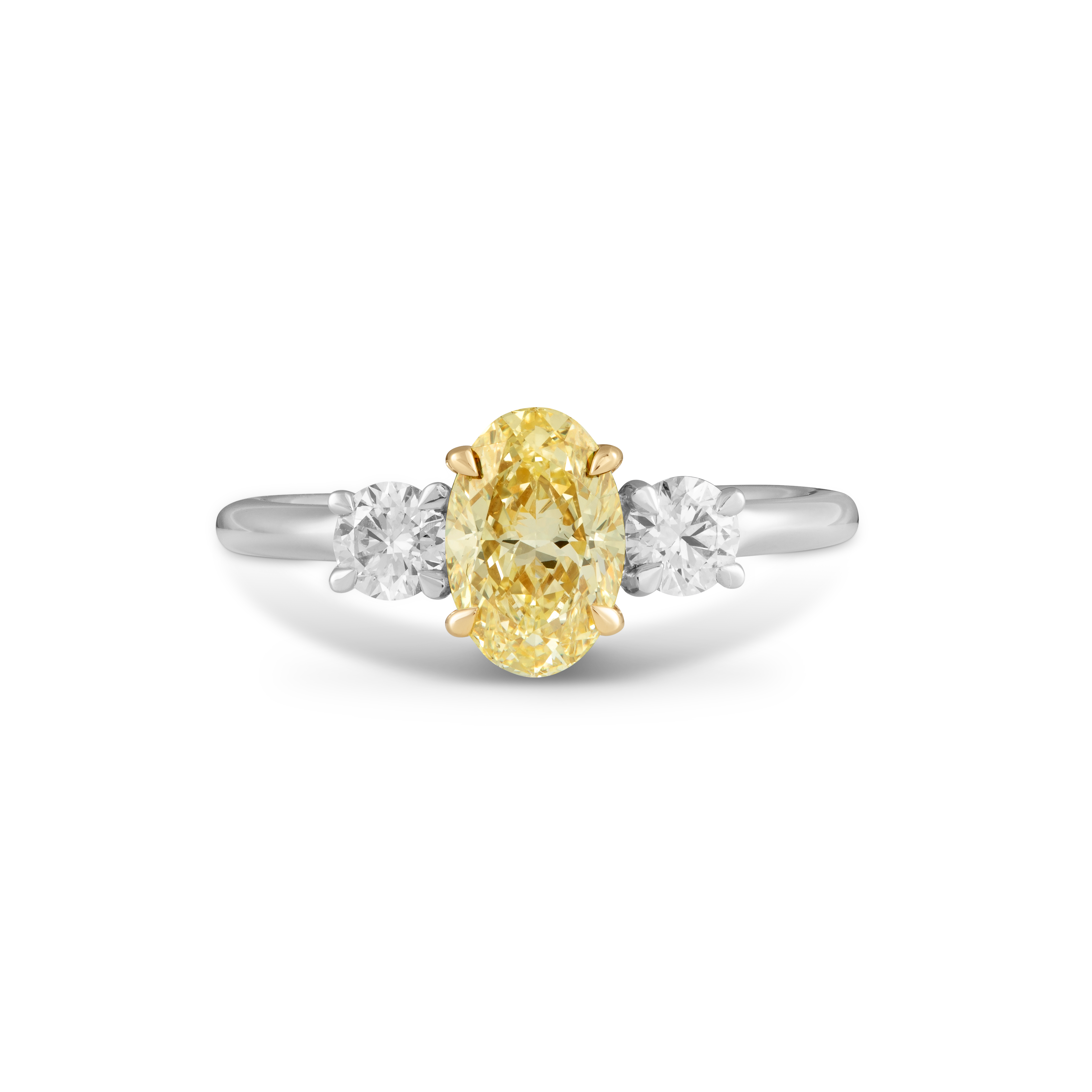 Yellow Solar Diamond Trilogy Platinum Ring