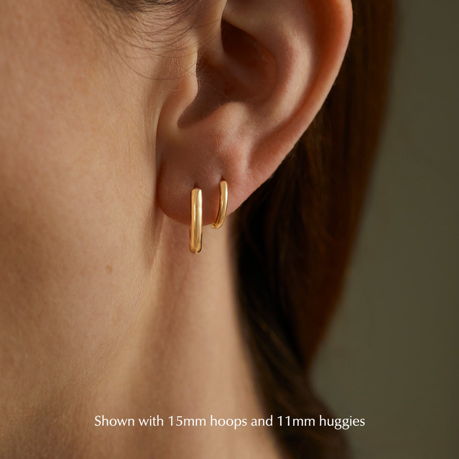 14K Yellow Gold Huggie Hoops