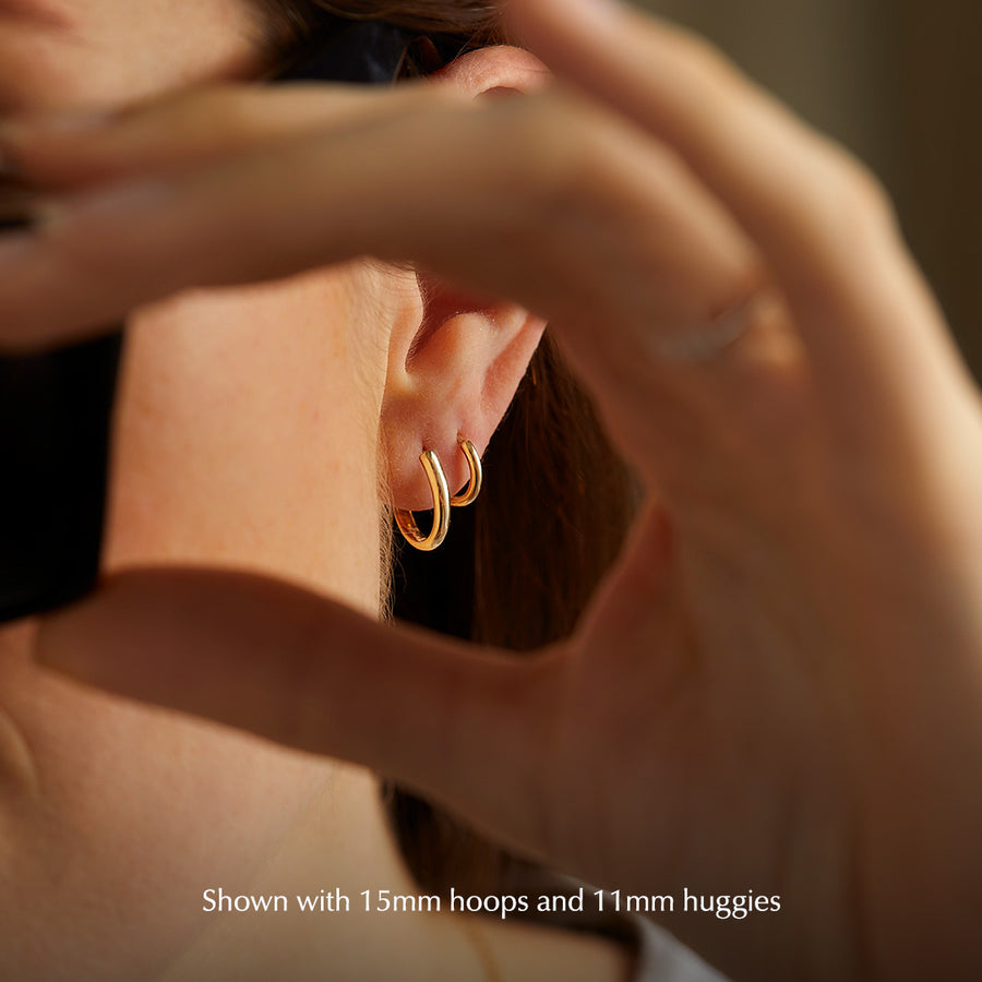 14K Yellow Gold Huggie Hoops