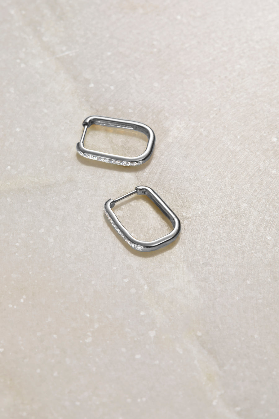 Lab Diamond White Gold 'U' Hoops