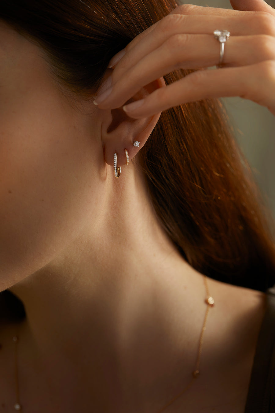 Lab Diamond Yellow Gold 'U' Hoops