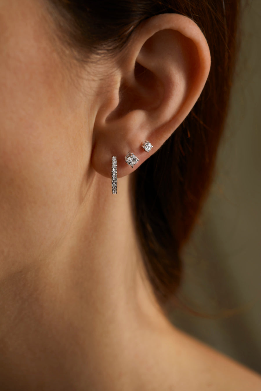 Lab Diamond Yellow Gold Hoops