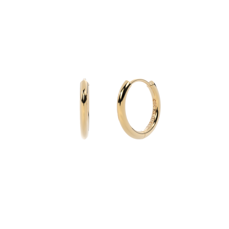 14K Yellow Gold Huggie Hoops