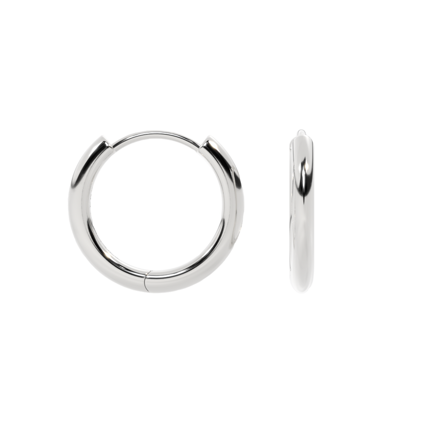 14K White Gold Hoops
