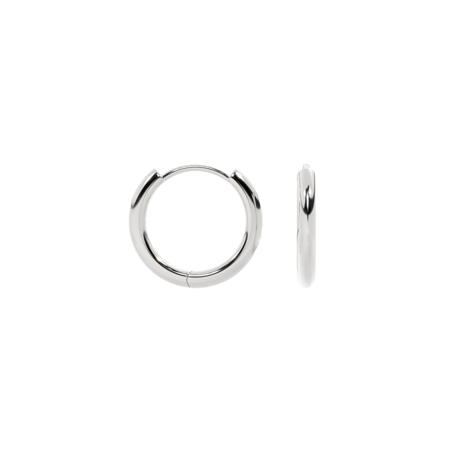 14K White Gold Huggie Hoops