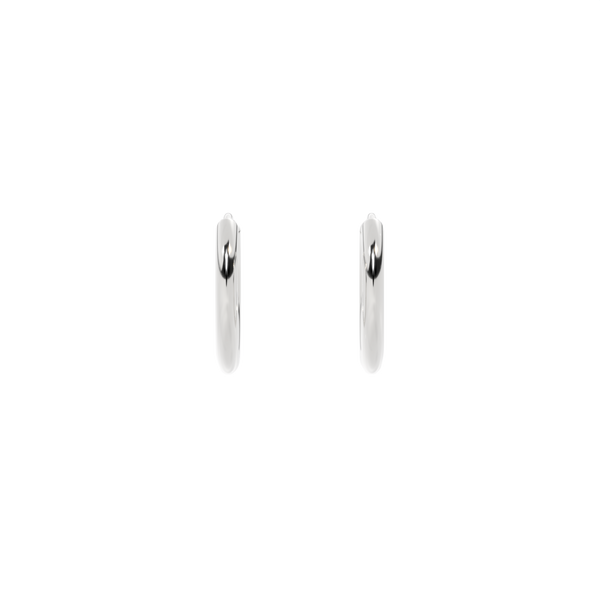 14K White Gold Huggie Hoops