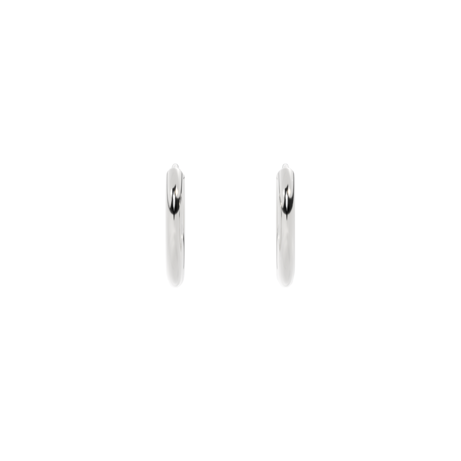 14K White Gold Huggie Hoops