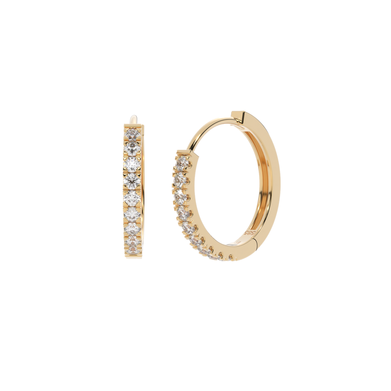 Lab Diamond Yellow Gold Hoops
