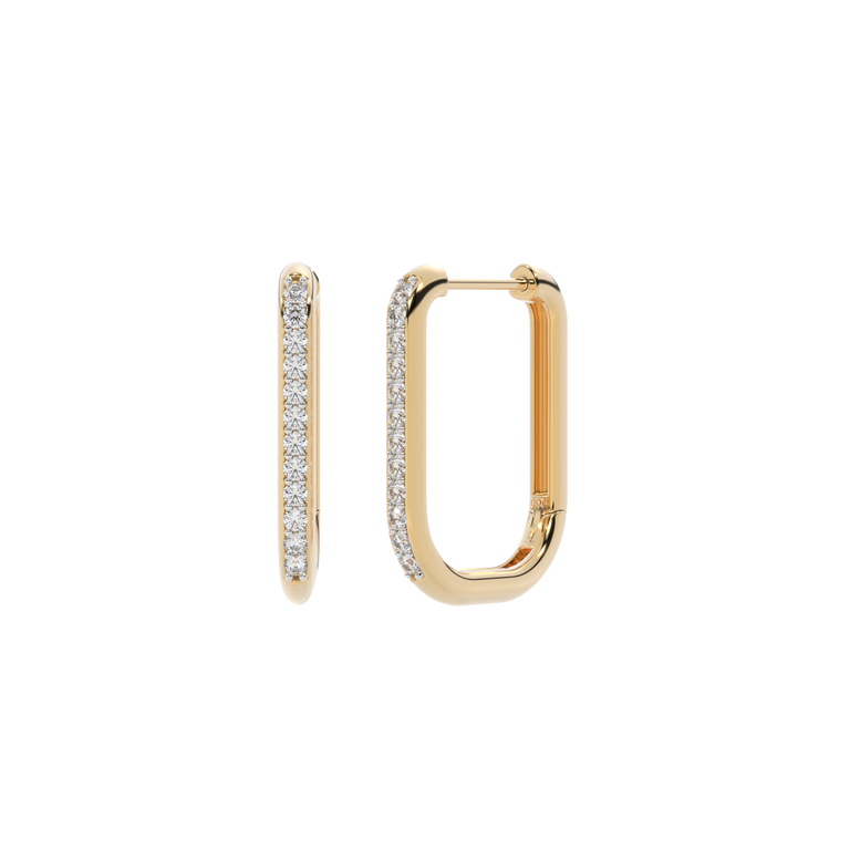 Lab Diamond Yellow Gold 'U' Hoops
