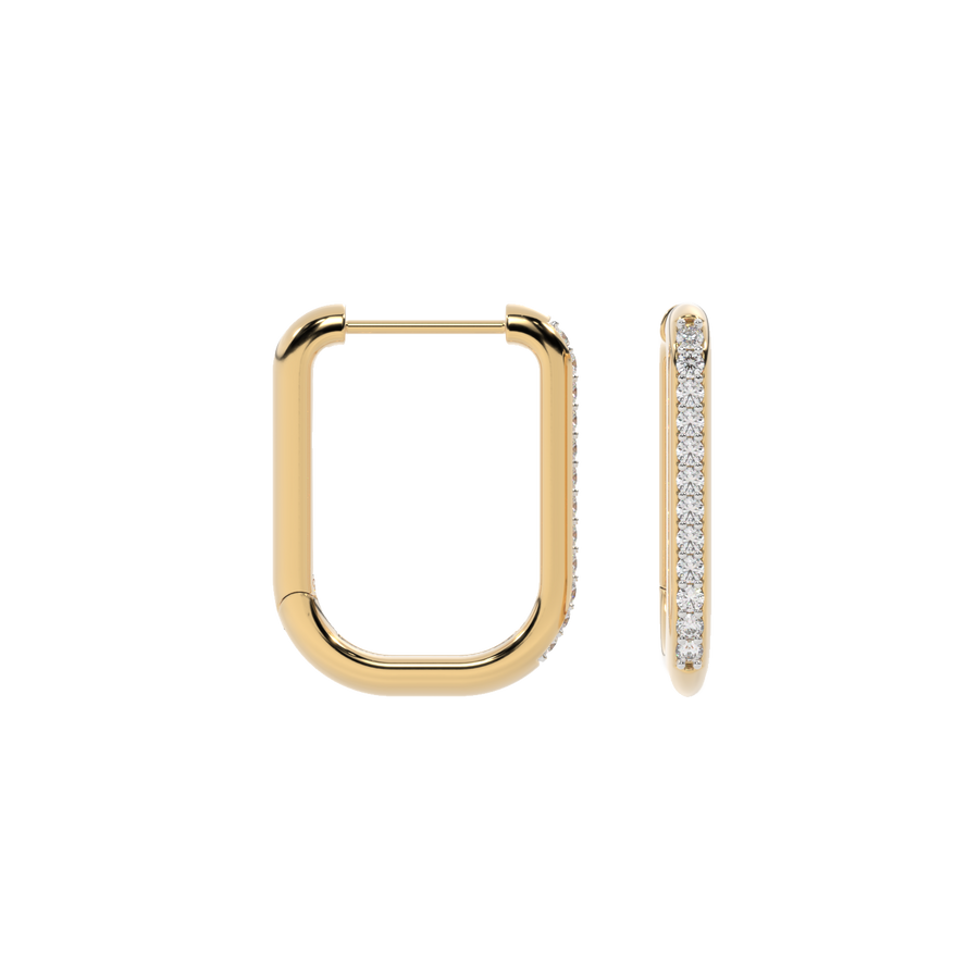 Lab Diamond Yellow Gold 'U' Hoops